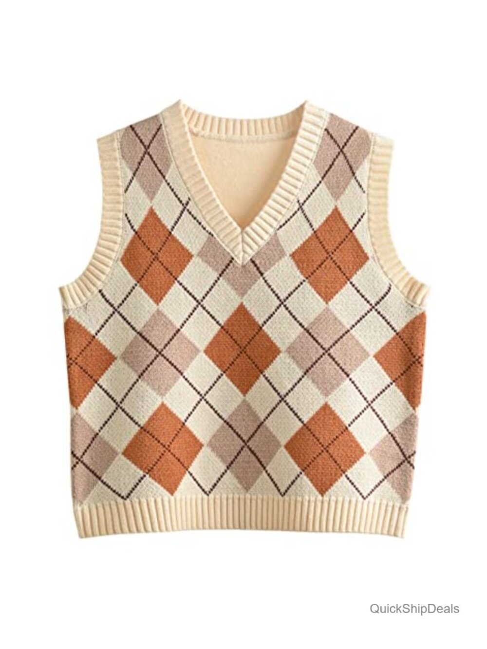 Women's Knit Sweater Vest Sleeveless V-Neck Crop Tank Top